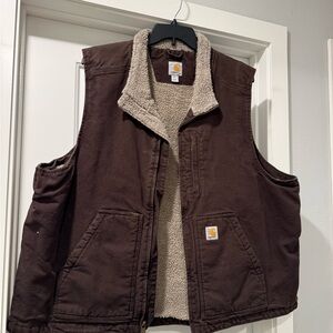 Carhartt Dark Brown Fleece-Lined Vest
